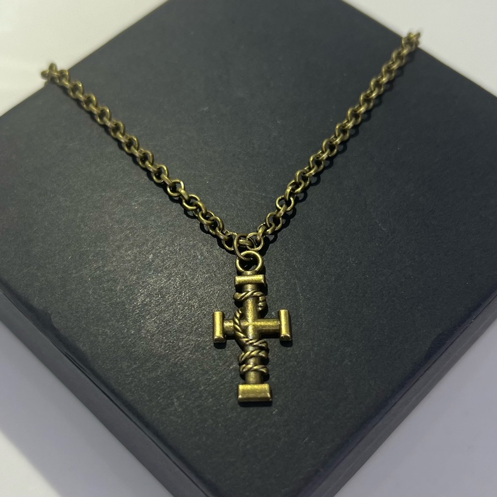 Antique Bronze Nautical Cross Pendant Necklace